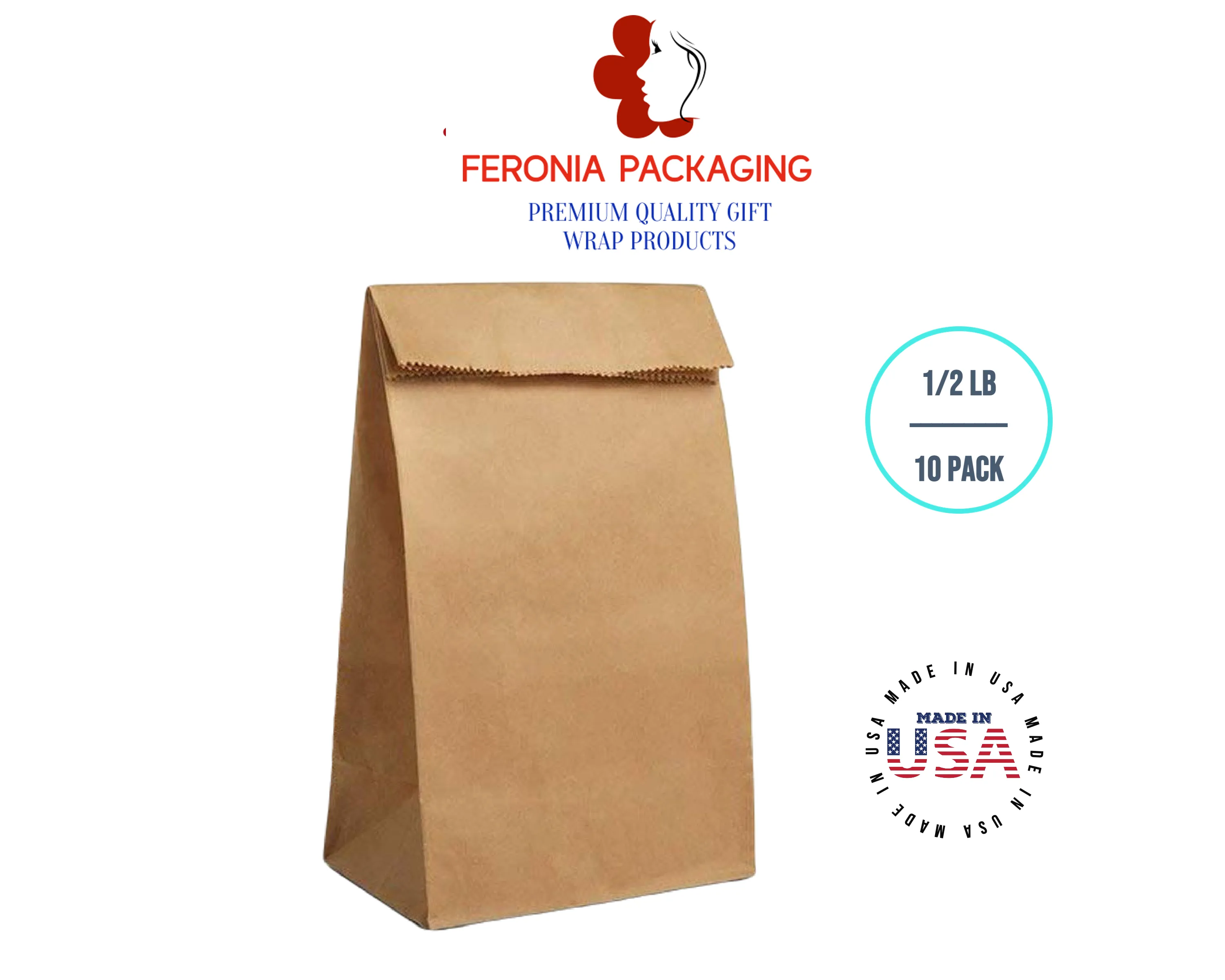1/2 LB Kraft Poly-Lined Reclosable Tin Tie Bags Without Window - 10 Pack