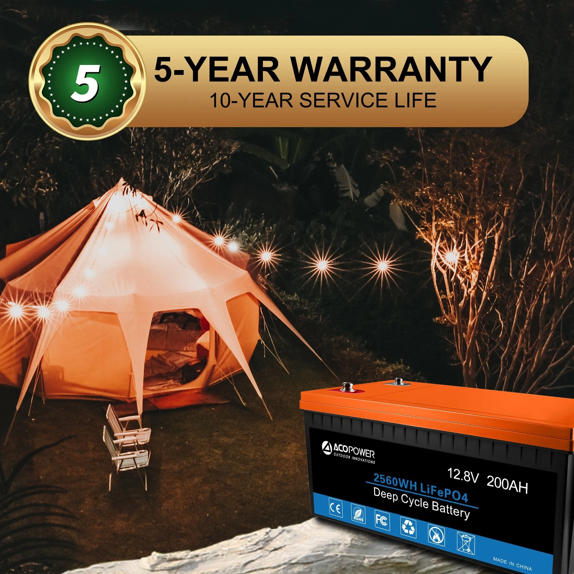 12V 200Ah LiFePO4 Deep Cycle Lithium Battery by ACOPOWER