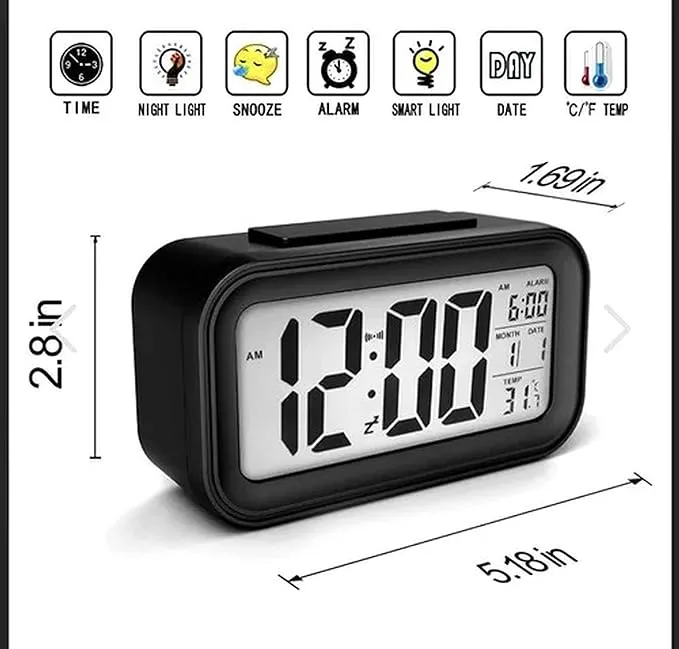 3159  Digital LCD Alarm Smart Clock with Calendar and Temperature Sensors