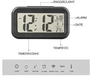 3159  Digital LCD Alarm Smart Clock with Calendar and Temperature Sensors