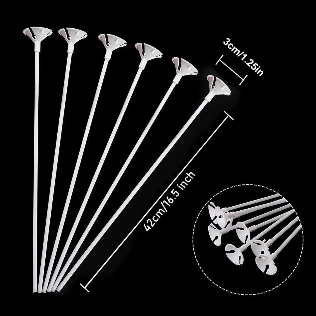 50 Pcs Balloon Support Sticks with Cups and Stand Party Decoration Accessories, White