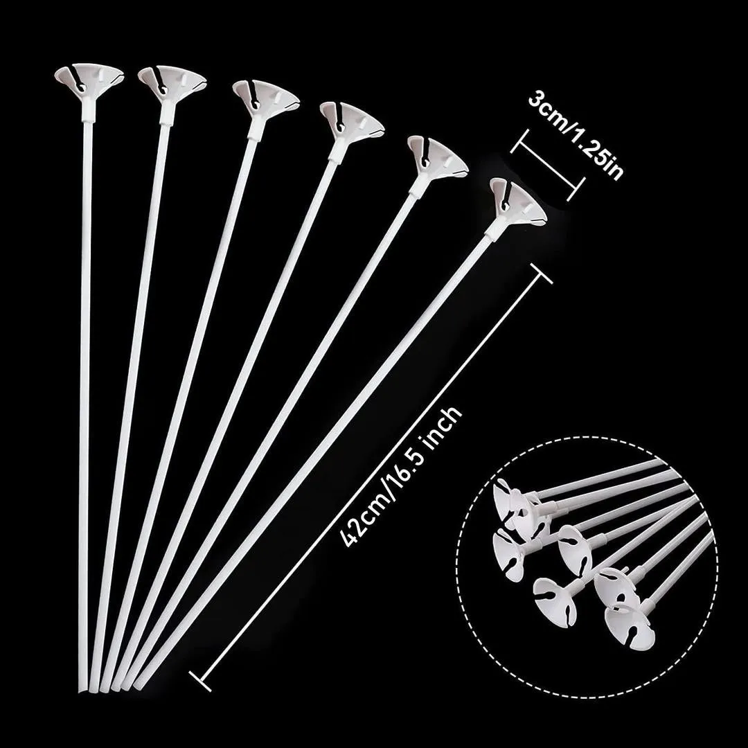 50 Pcs Balloon Support Sticks with Cups and Stand Party Decoration Accessories, White