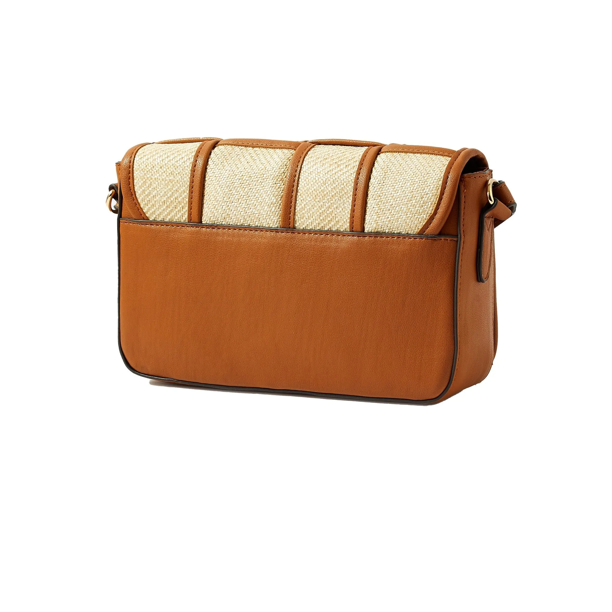 Accessorize London Women's Faux Leather Tan Weave Sling Bag
