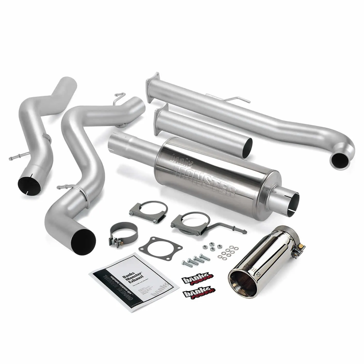 Banks Power 48630 Monster Exhaust System; S/S-Chrome Tip-2001-04 Chevy 6.6L Ec/Cclb