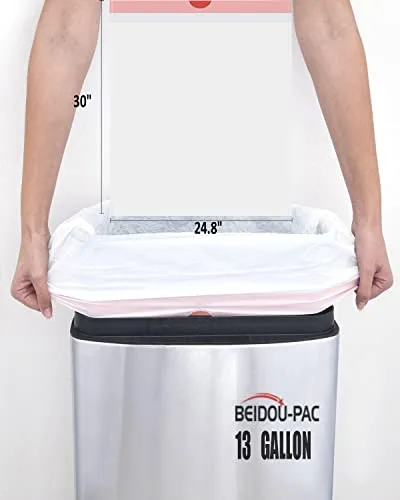 BEIDOU-PAC 13 Gallon Trash Bags Drawstring, 500 Count, White & Unscented Garbage Bags, Multi-purpose Tall Kitchen Trash Bags Can Liners for Business Home Commercial and Industrial