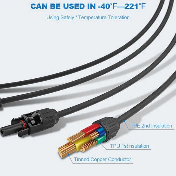 BougeRV Y Branch Parallel Connectors Extra Long 1 to 4 Solar Cable