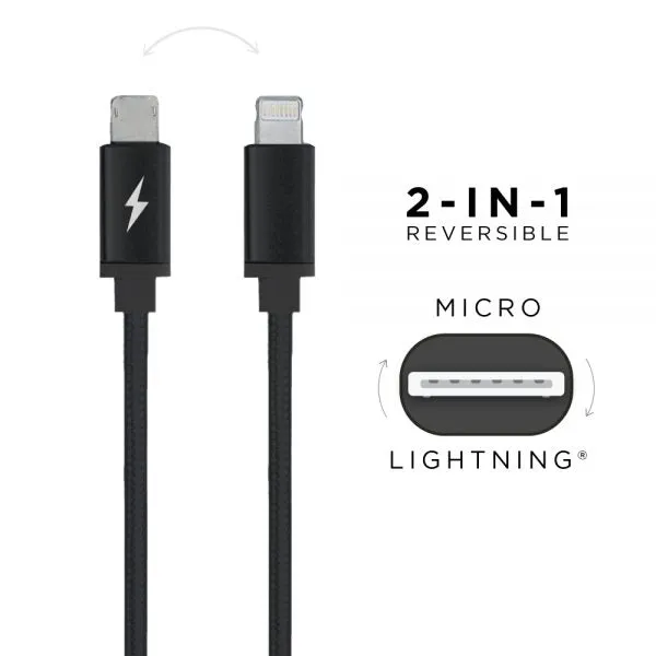 CableLinx Elite 36″ Micro and Lightning to USB-A Reversible Cable with Type-C Adapter