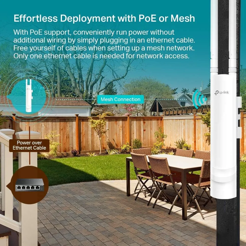 Eap225-Outdoor | Omada AC1200 Wireless Gigabit Outdoor Access Point | Business Wifi Solution W/ Mesh Support, Seamless Roaming & MU-MIMO | Poe Powered | SDN Integrated | Cloud Access & App