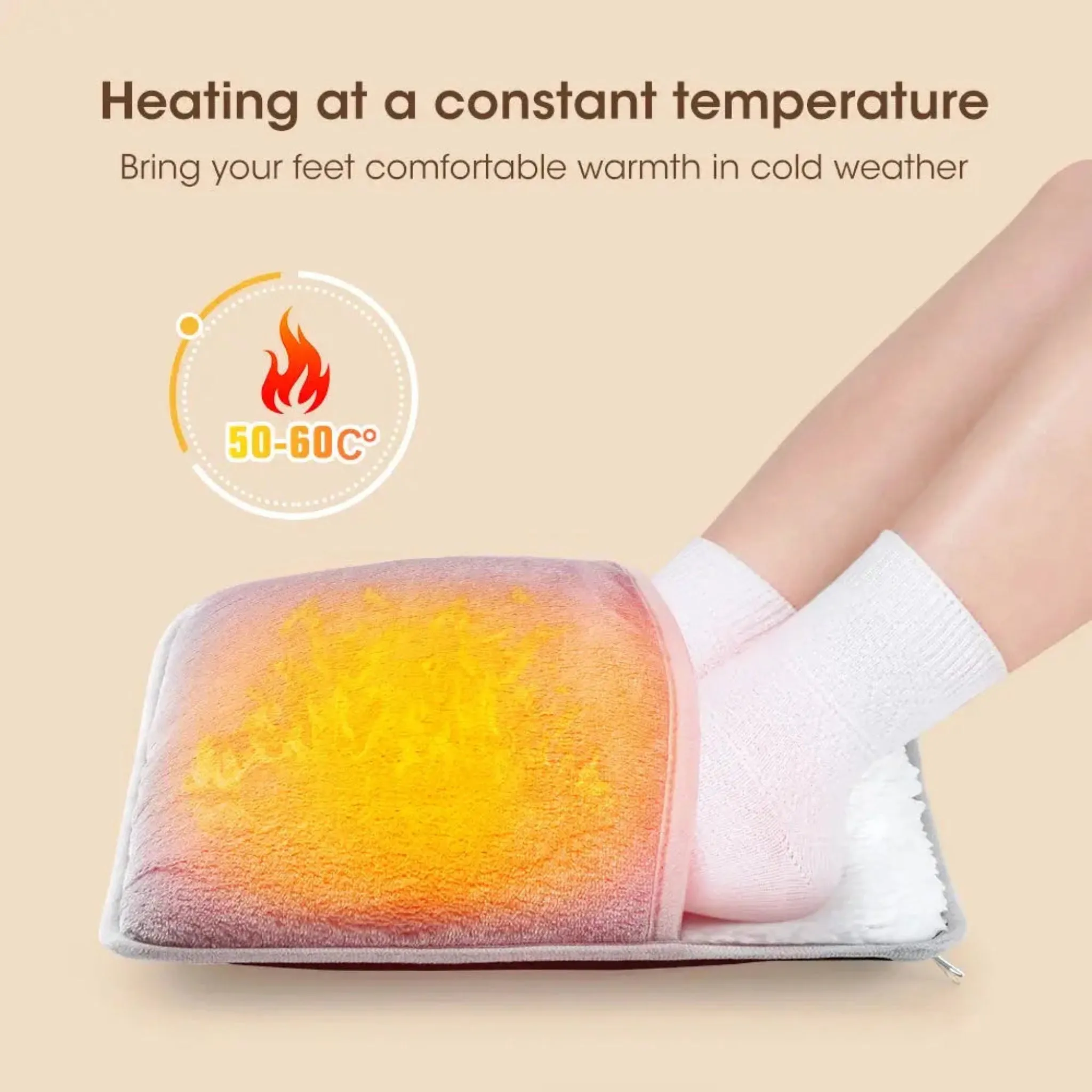 Electric Foot Heating Pad | USB Plush Foot Warmer for Home