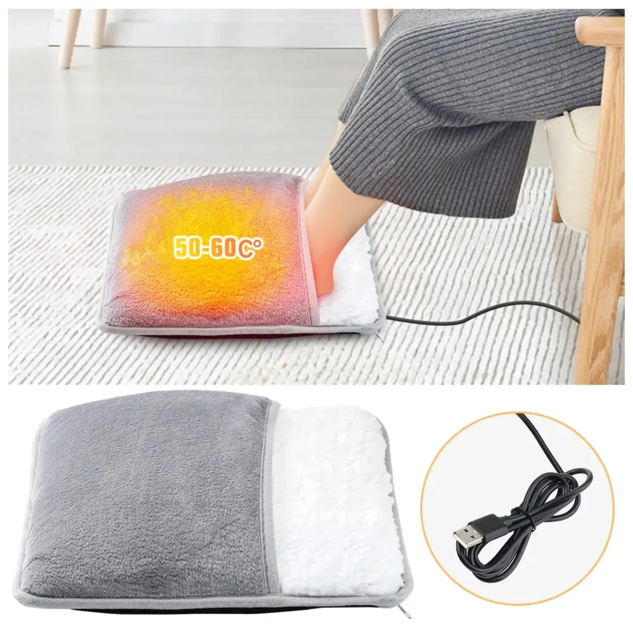 Electric Foot Heating Pad | USB Plush Foot Warmer for Home