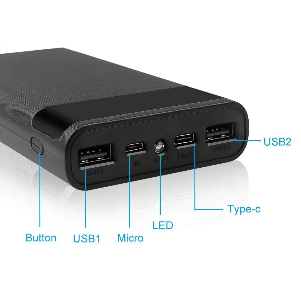 Kebidumei 5V Dual USB Power Bank Shell for 4/6 18650 Batteries - DIY Charging Storage Box