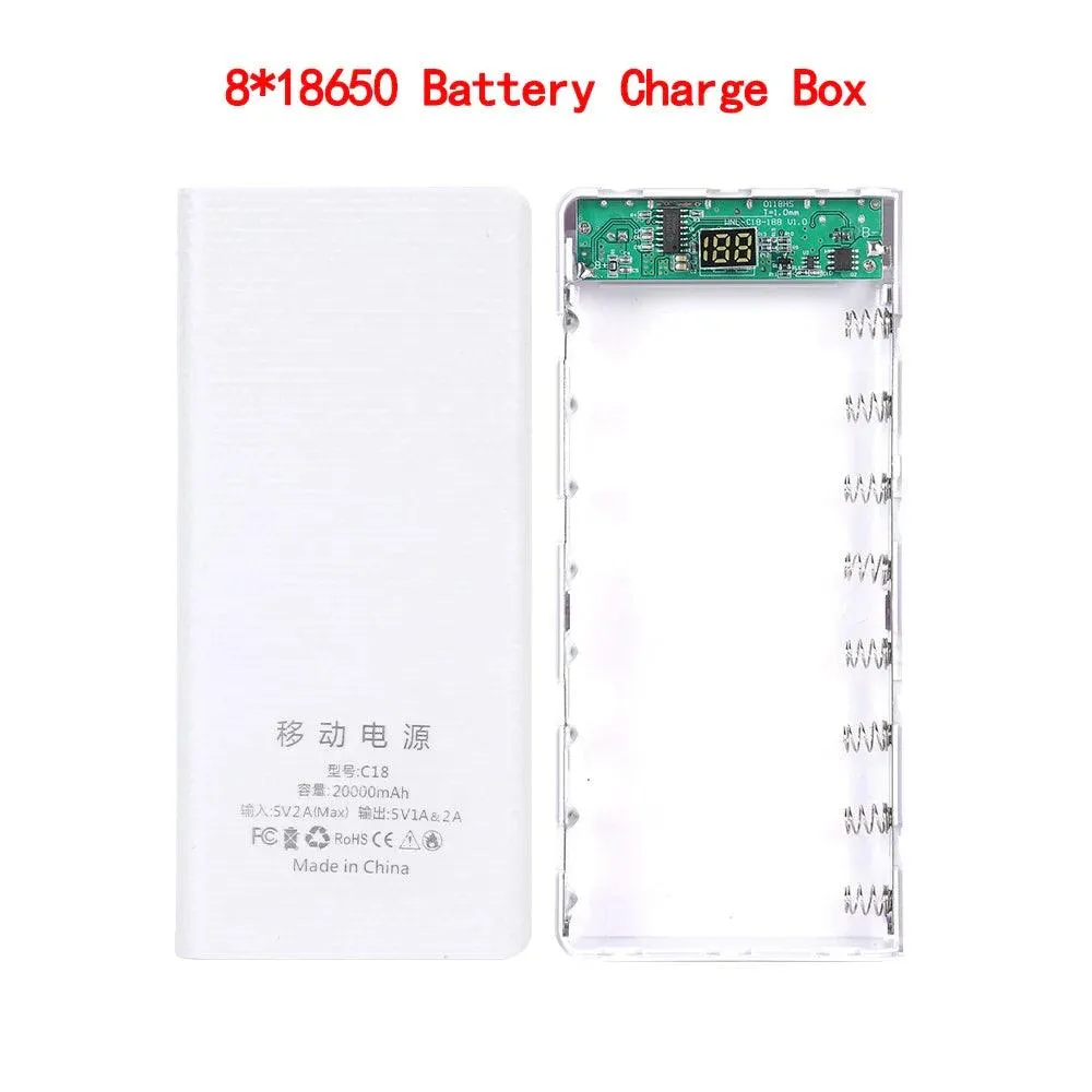 Kebidumei 5V Dual USB Power Bank Shell for 4/6 18650 Batteries - DIY Charging Storage Box