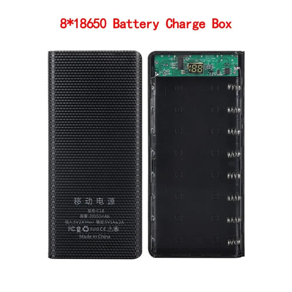 Kebidumei 5V Dual USB Power Bank Shell for 4/6 18650 Batteries - DIY Charging Storage Box