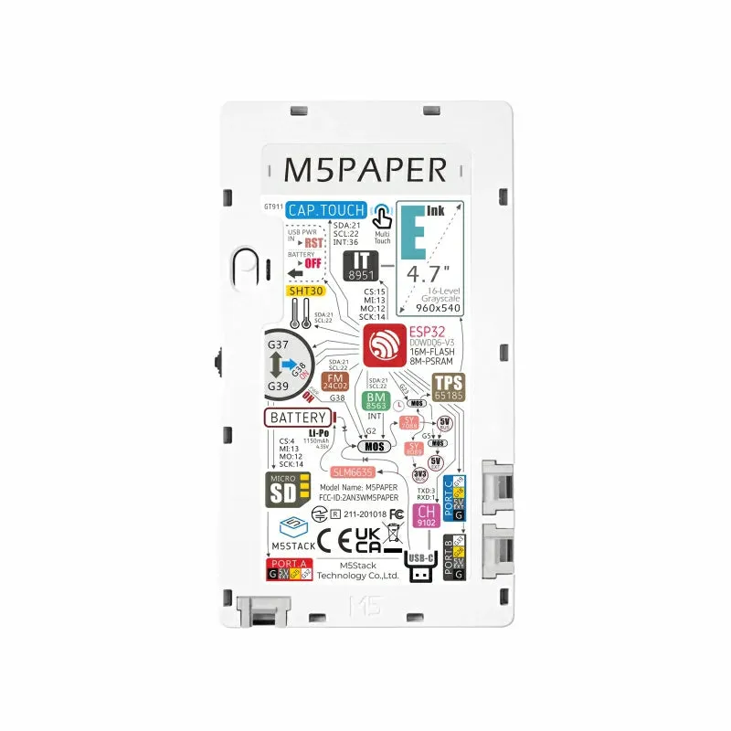 M5Paper ESP32 Development Kit V1.1 (960X540, 4.7" eInk display, 235 ppi)