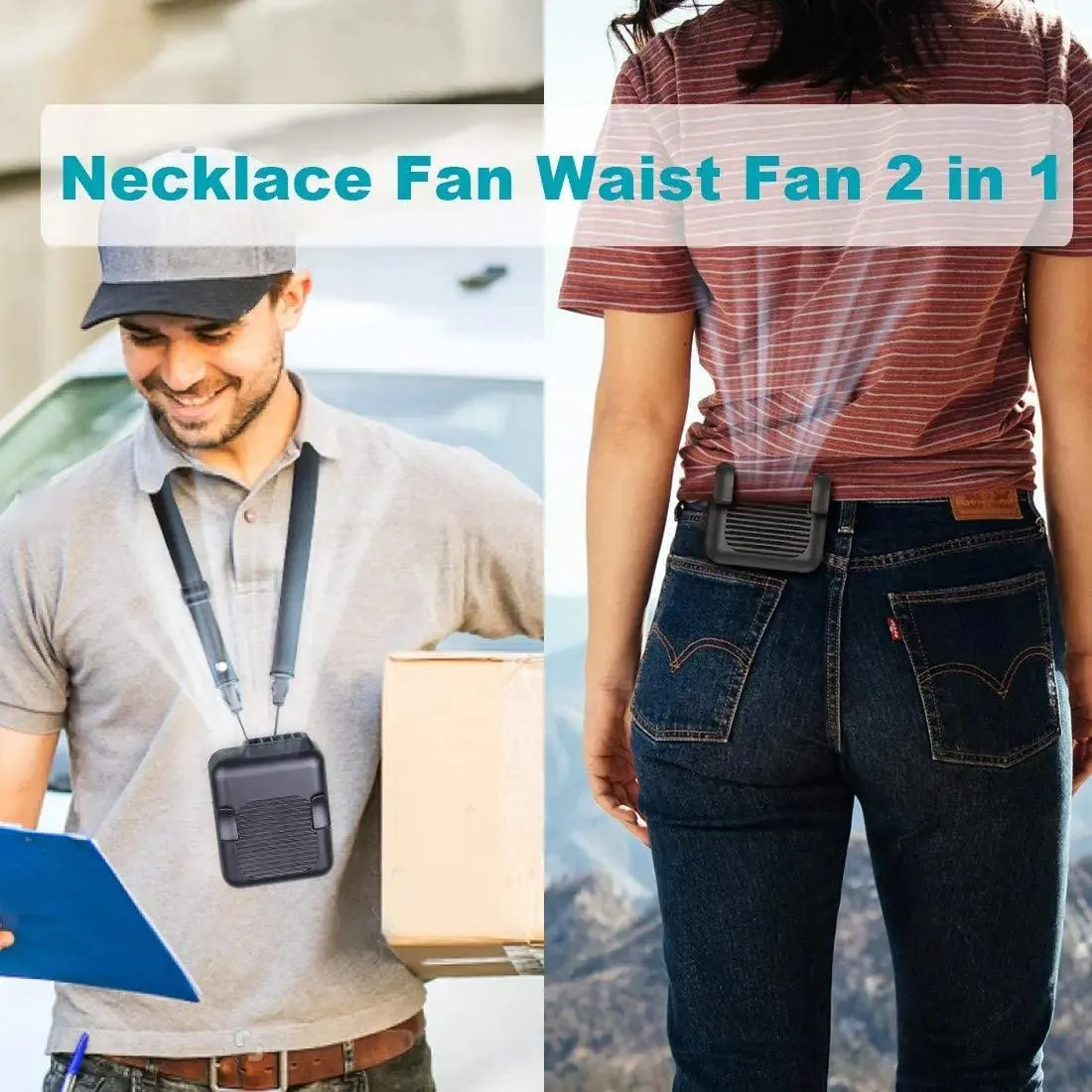 Portable small waist clip fan Usb neck hanging mini fan outdoor sports air conditioning refrigeration with power bank function