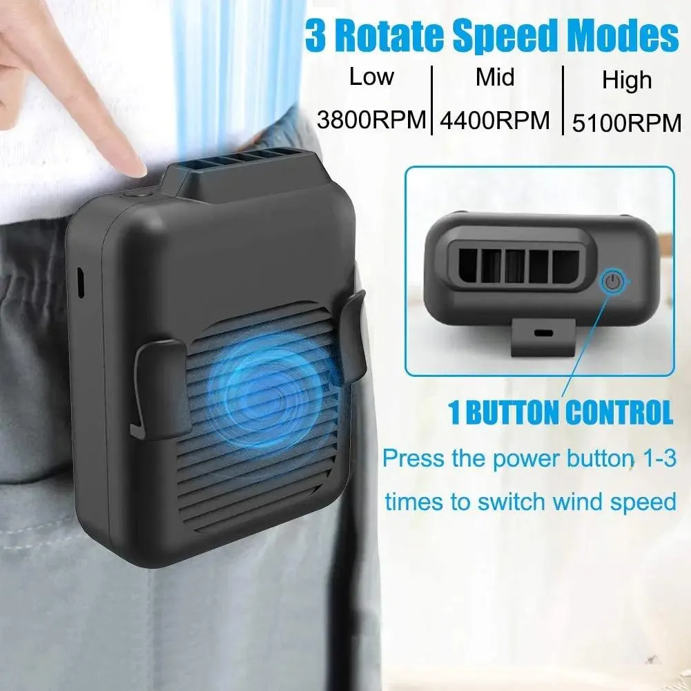 Portable small waist clip fan Usb neck hanging mini fan outdoor sports air conditioning refrigeration with power bank function