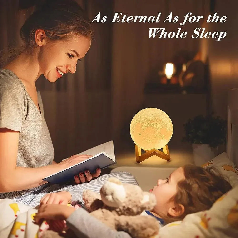 Rechargeable 3D Moon Night Light - LED Touch Lamp for Kids & Home Decor