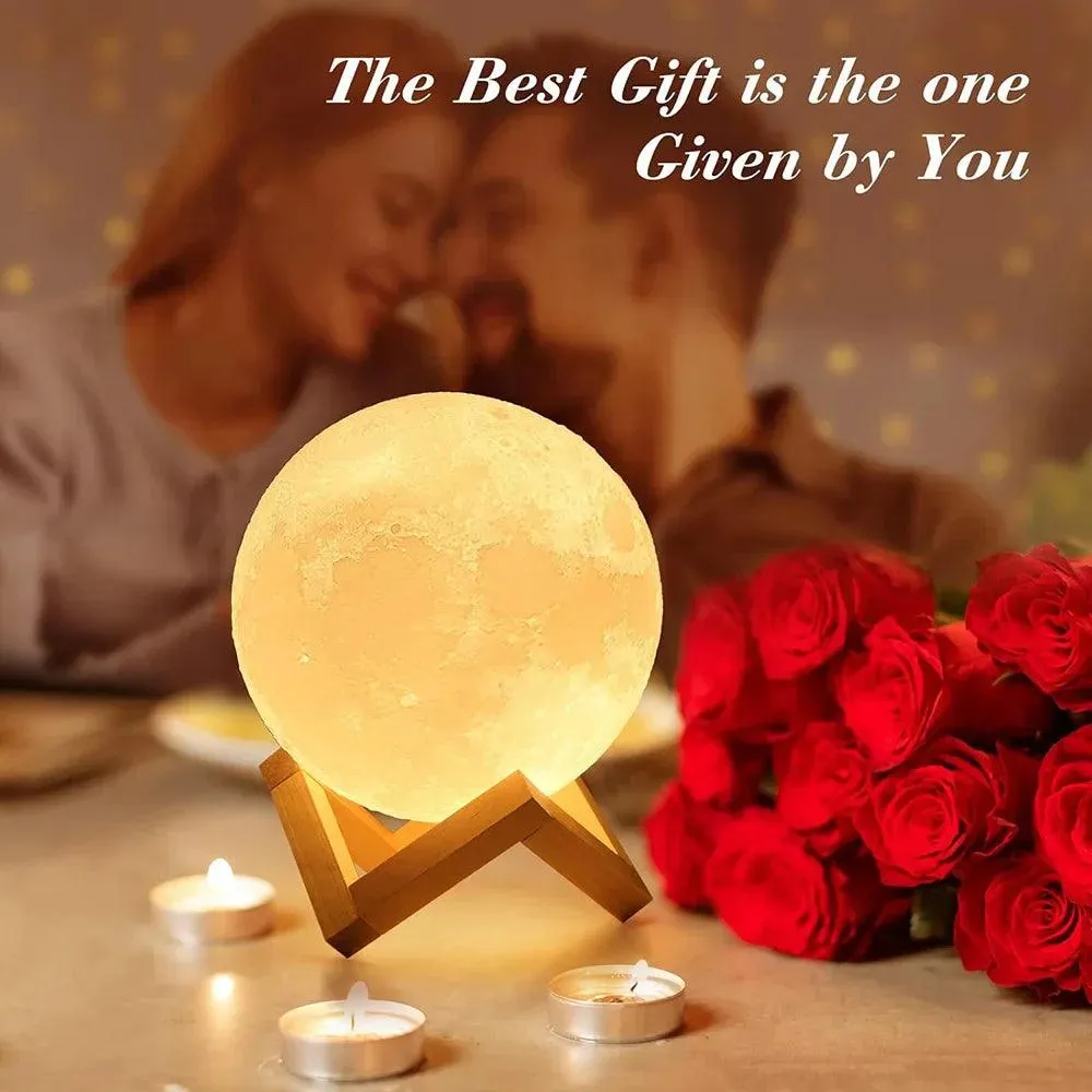 Rechargeable 3D Moon Night Light - LED Touch Lamp for Kids & Home Decor
