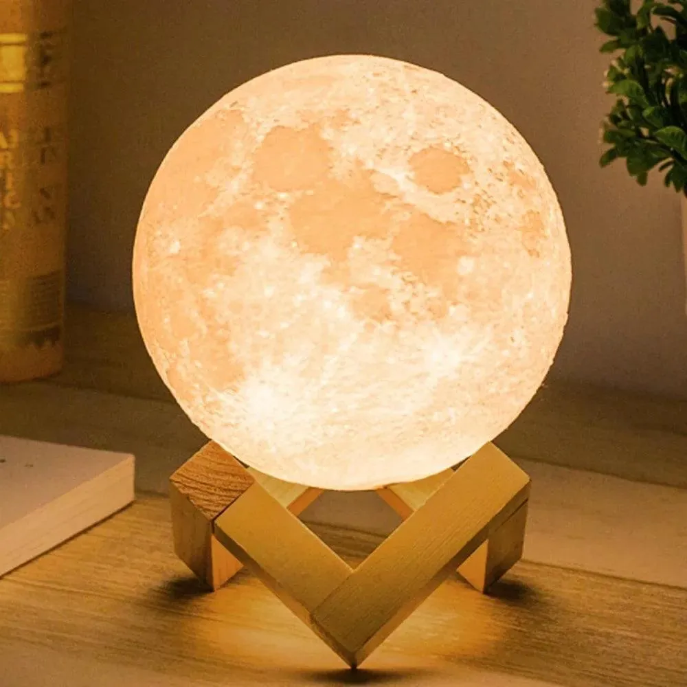 Rechargeable 3D Moon Night Light - LED Touch Lamp for Kids & Home Decor