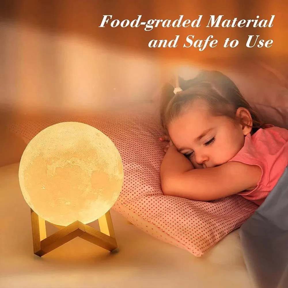 Rechargeable 3D Moon Night Light - LED Touch Lamp for Kids & Home Decor