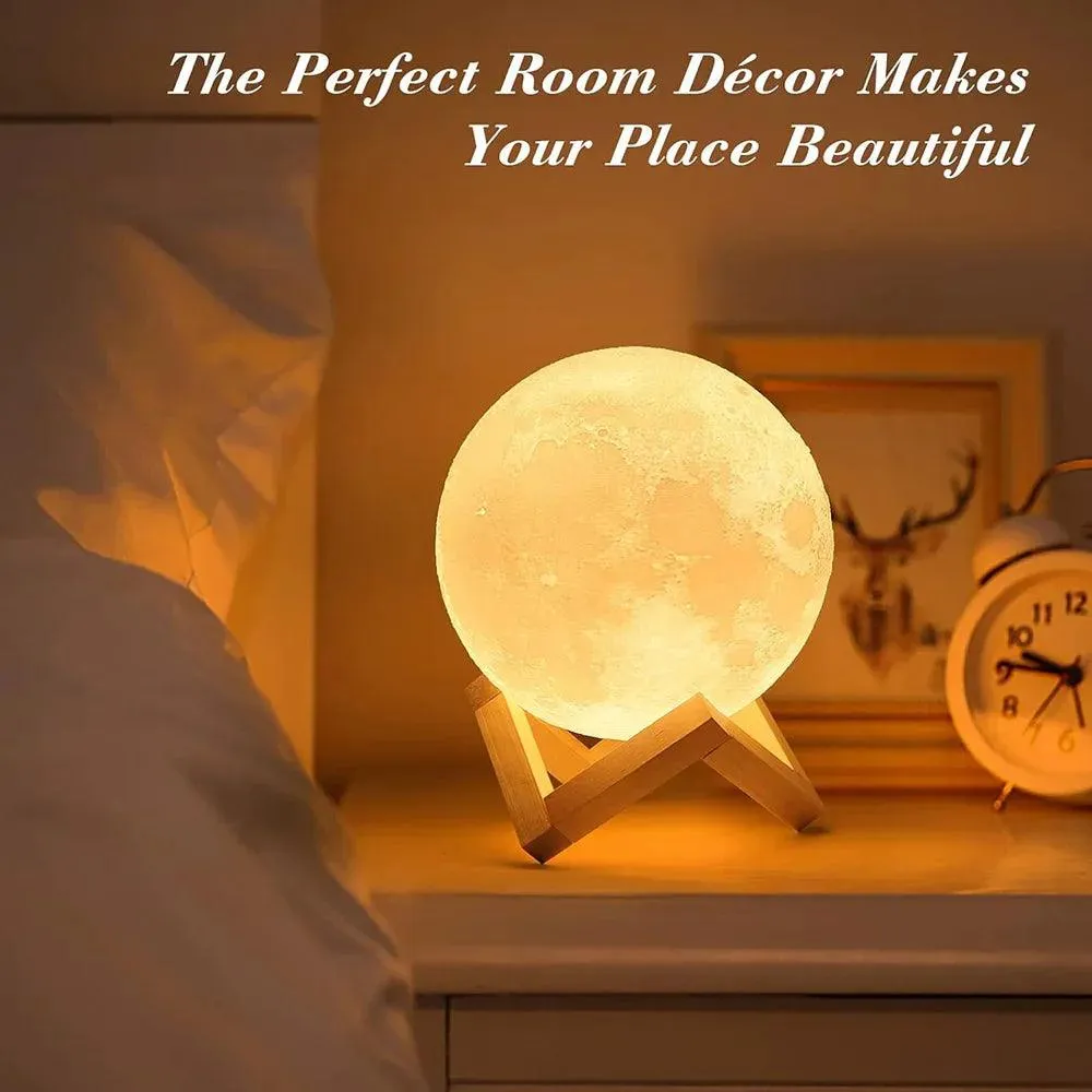 Rechargeable 3D Moon Night Light - LED Touch Lamp for Kids & Home Decor