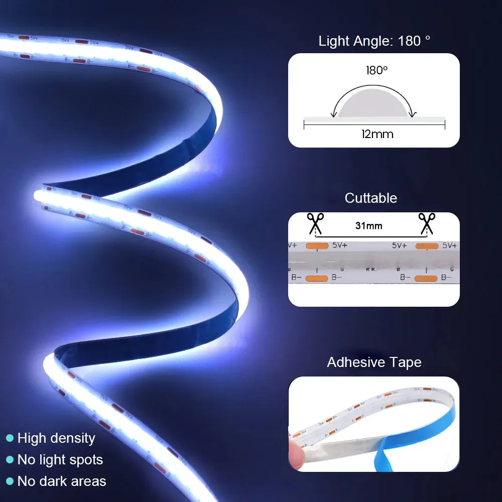 RGB COB LED Strip Light LEDs Linear Lighting Flexible Tape