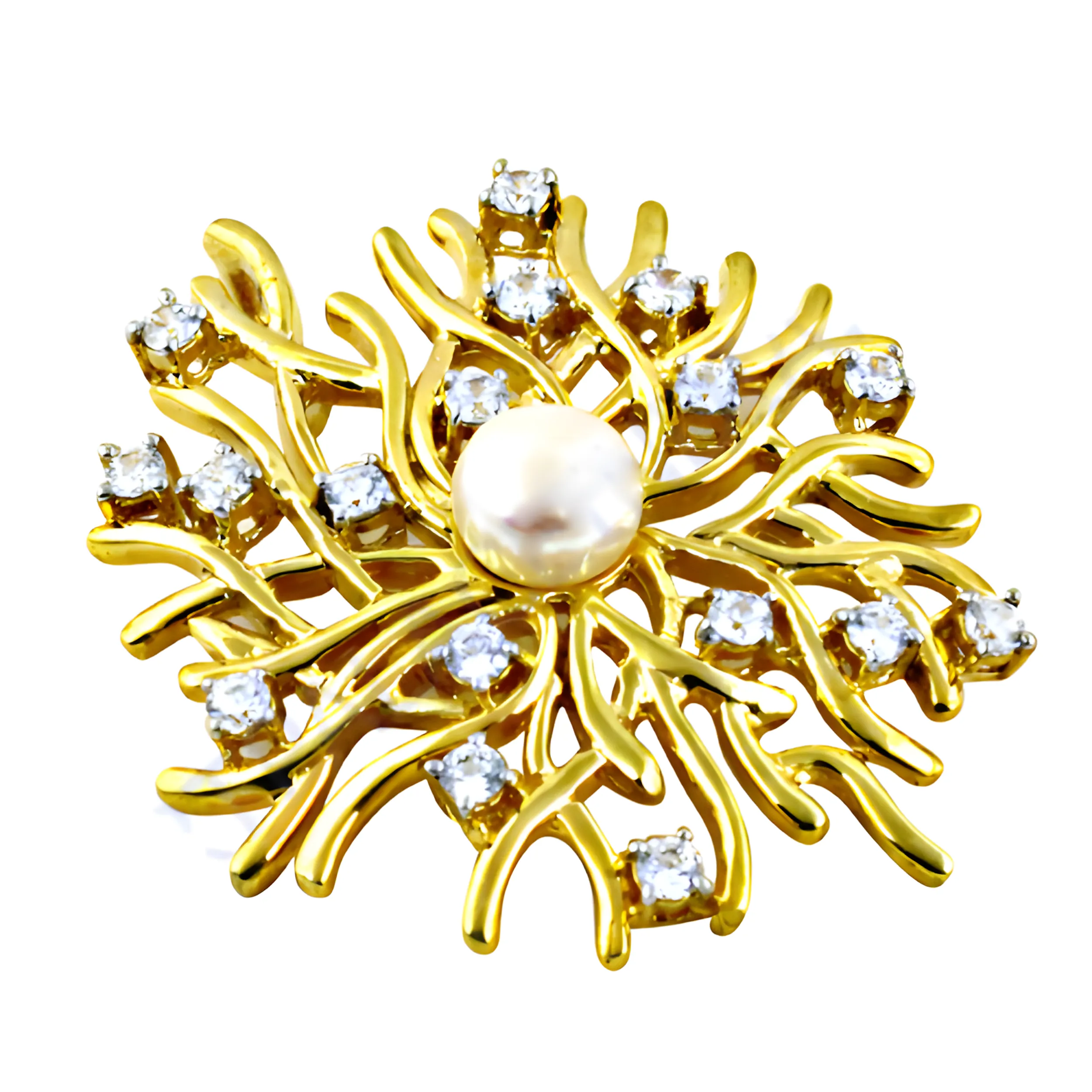 Rocking Style CZ Pearl Gemstone Gold Plated Silver Pendant | 925 Sterling Jewelry