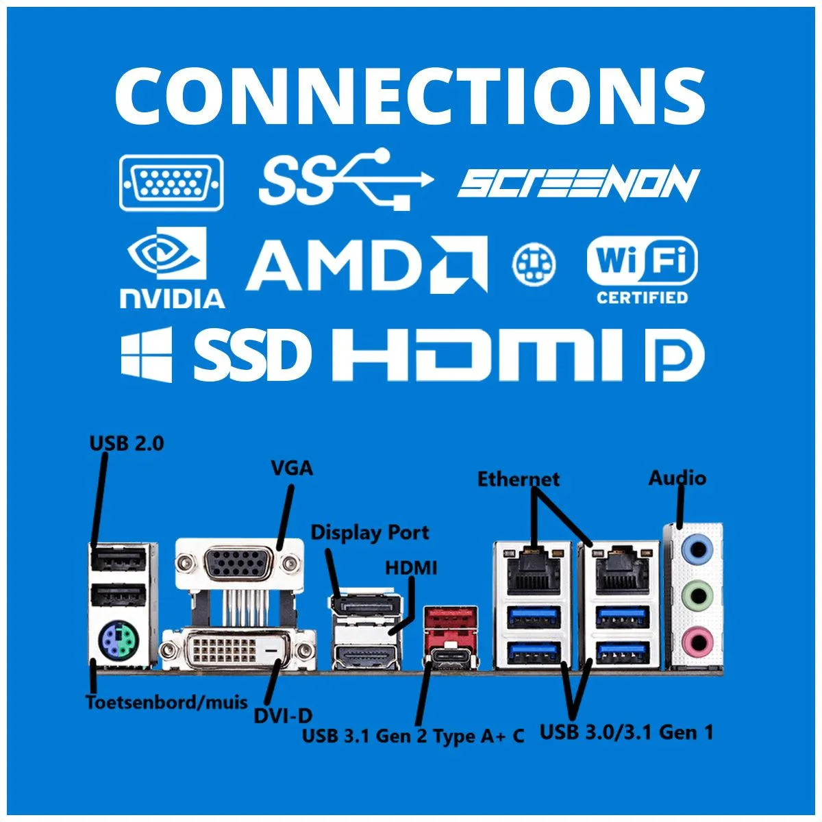ScreenON - 8K "DaVinci" - Ryzen 9 7950X - RX 7900XTX 24GB - 64GB DDR5 RAM - 4TB SSD NVMe - 3 x 4TB HDD - Waterkoeling - Extra Stil