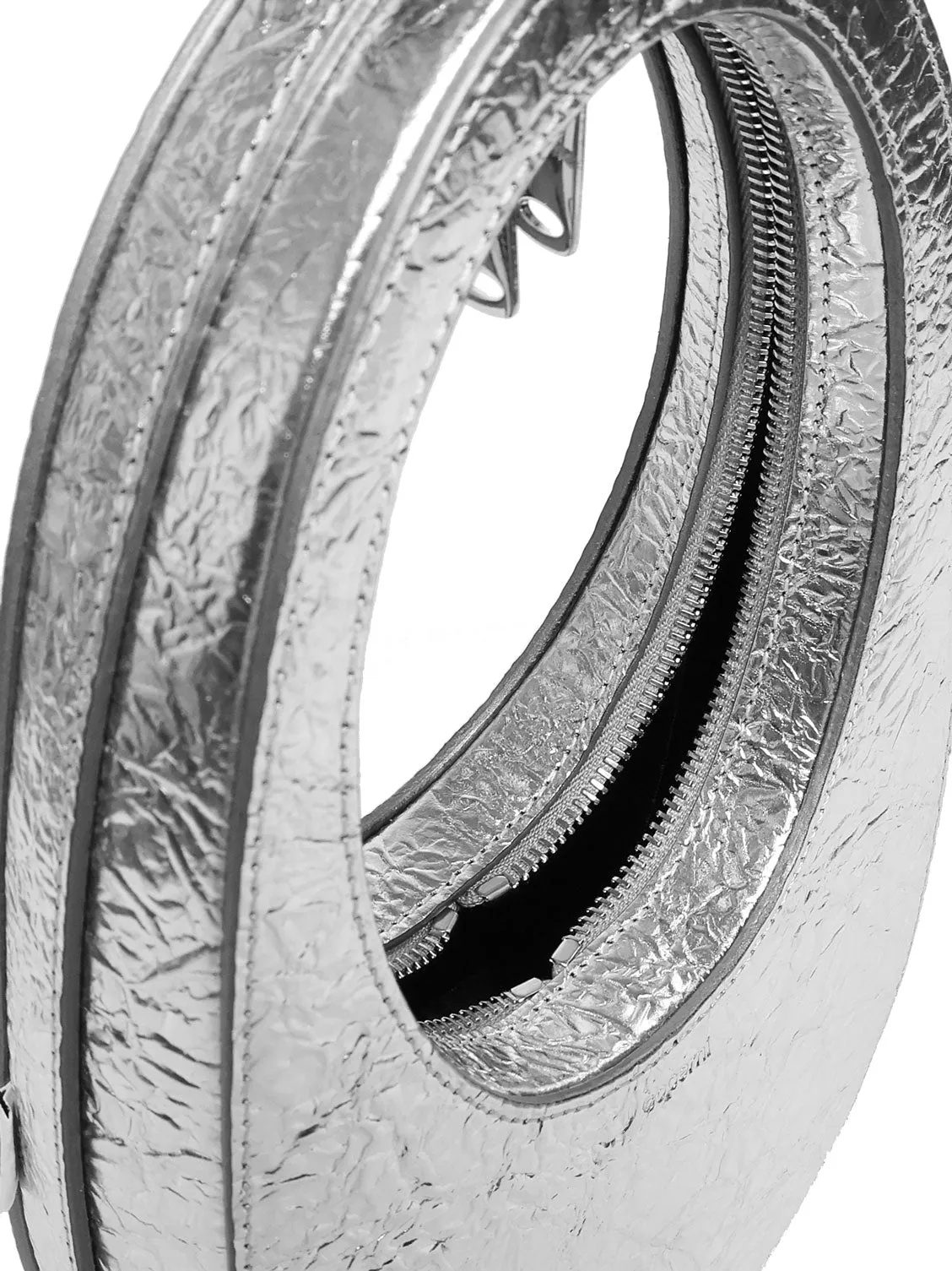 Silver Circular Zip Handbag