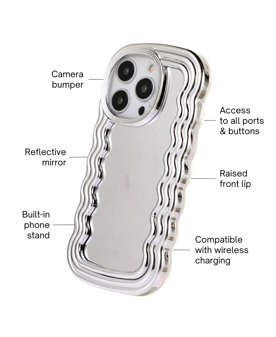 Silver Wavy Mirror Phone Case