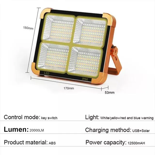 Solar Flood Light: Rechargeable LED Reflector for Camping & Outdoor
