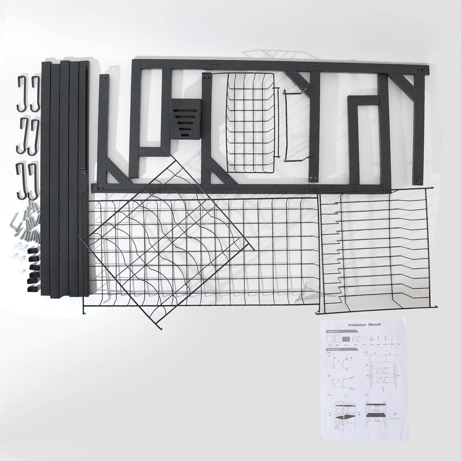 UMAI Drain Rack Kitchen Utensil Organizer | Two Layer-65cm | Space Saving, Large Capacity, Carbon Steel, Durable (Black)