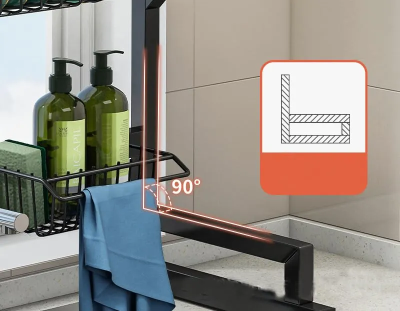 UMAI Drain Rack Kitchen Utensil Organizer | Two Layer-65cm | Space Saving, Large Capacity, Carbon Steel, Durable (Black)