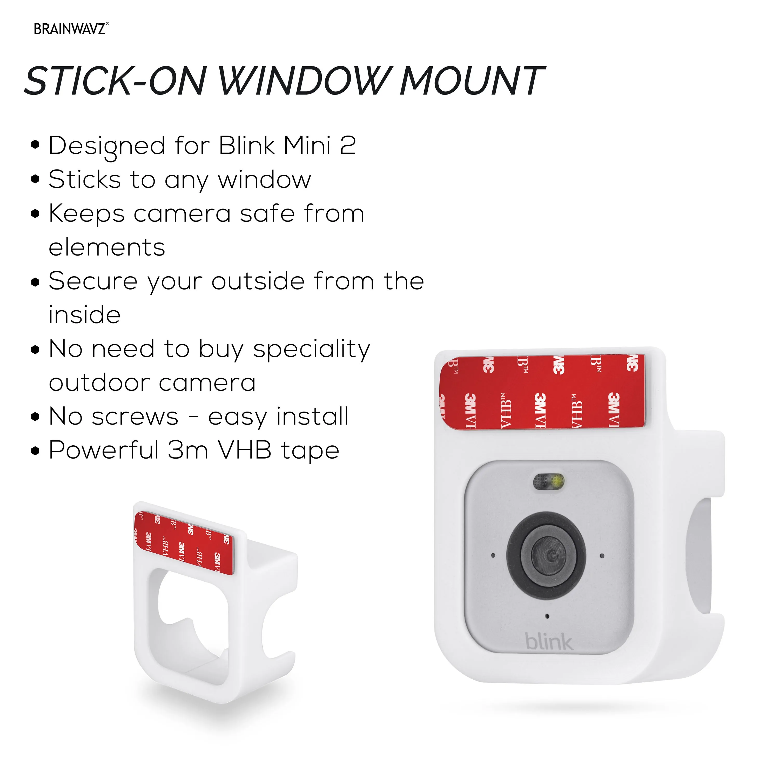 Window Mount for Blink Mini 2 Camera - Easy To Install Holder & Secure Attachment with 3M VHB