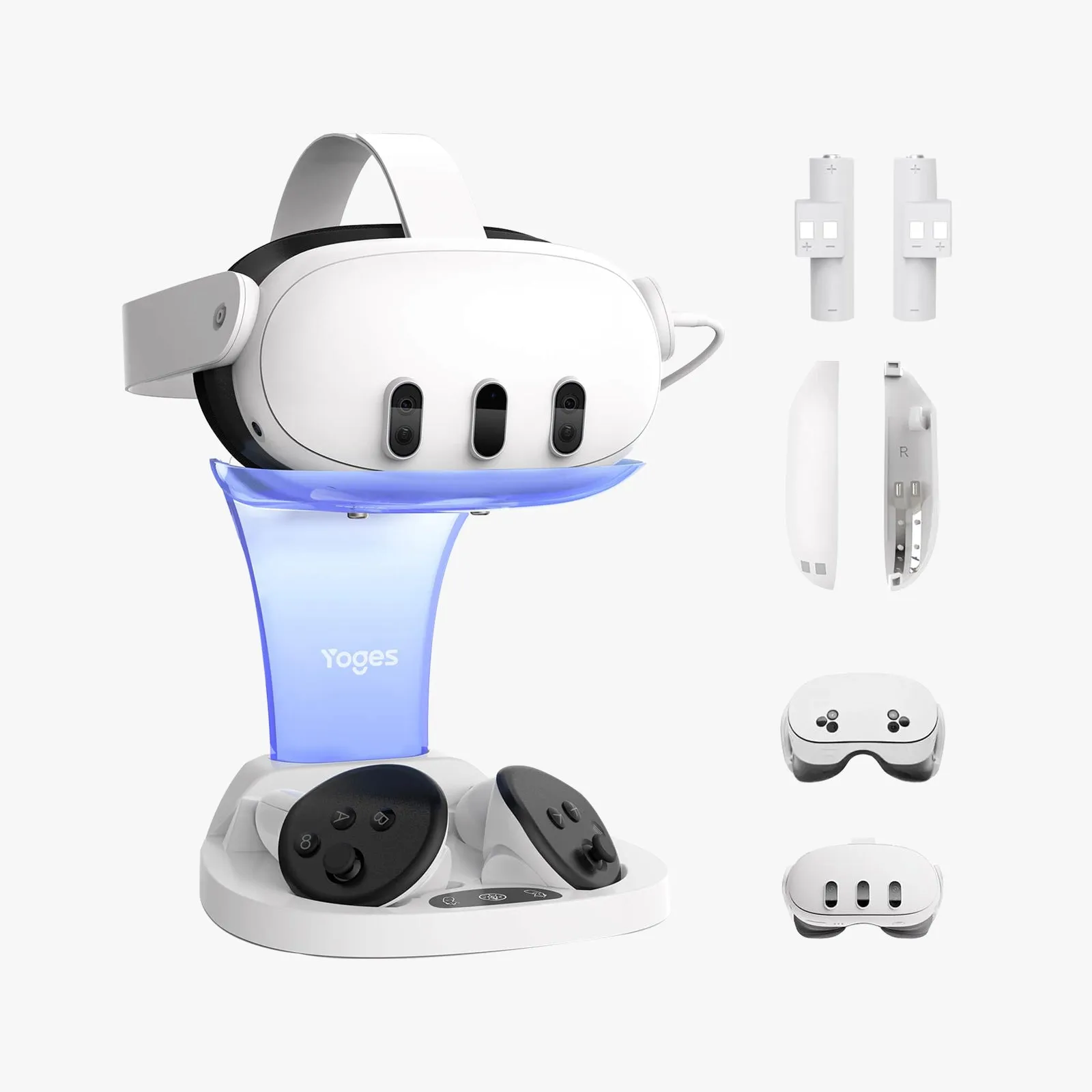 YOGES VR Q30Pro Charging Dock for Meta Quest 3 & Quest 3S, Fast Charging Station for Headset Controllers (Need 18W  adapter)