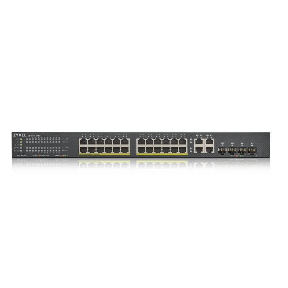 Zyxel Gs1920-24Hpv2 - Switch - Smart - 24 X 10/100/1000 (Poe )   4 X Combo Gigabit Sfp   4 X 10/100/1000 - Rack-Mountabl